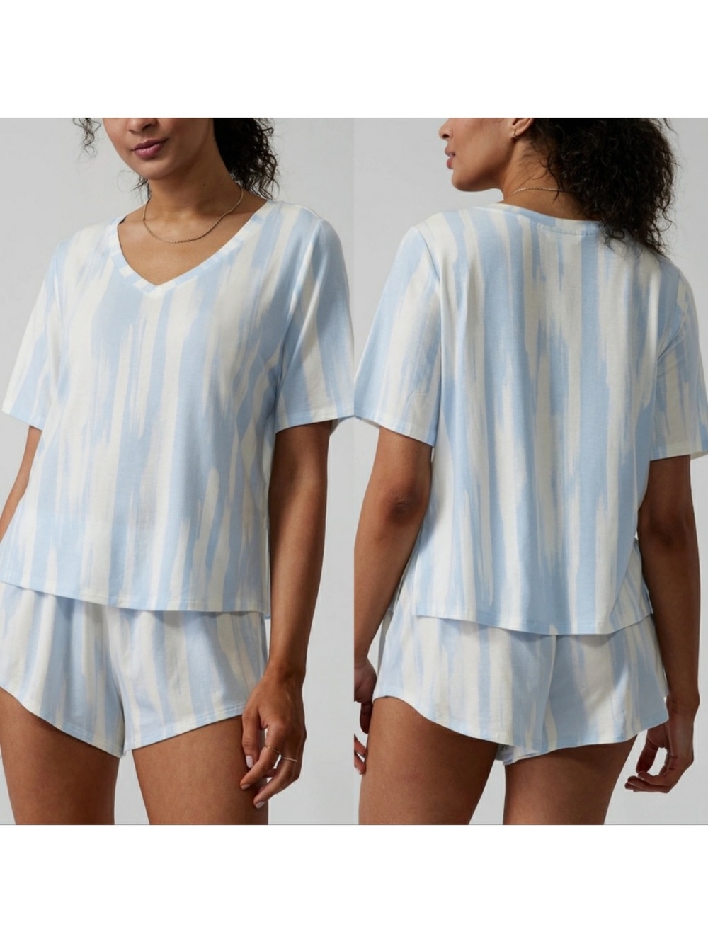 Athleta Blue Nighttime Bliss Sleep Tee Set- Shirt and Shorts, xs